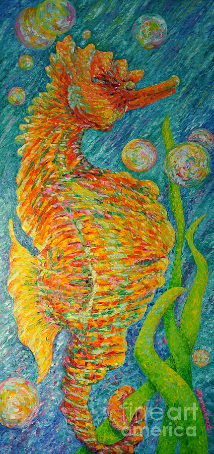 Sea Horse Painting - Goldie the Seahorse by Sloane Keats