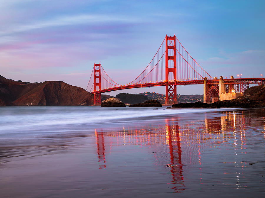 Golden Gate Bridge Photograph - Goldies Spotlight by Alexander Sloutsky