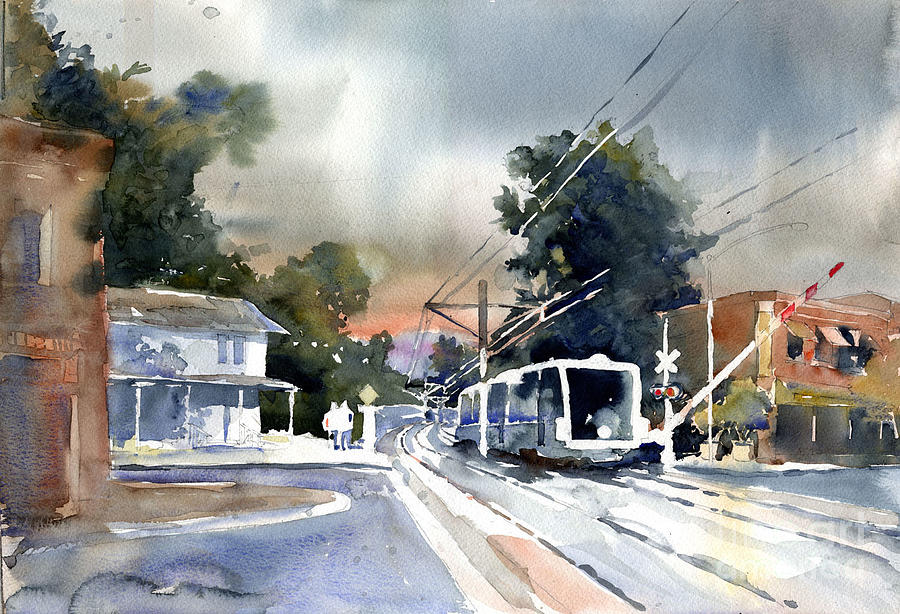 Train Painting - Goldline At Mission by John Byram Train Painting - Goldline At Mission by John Byram