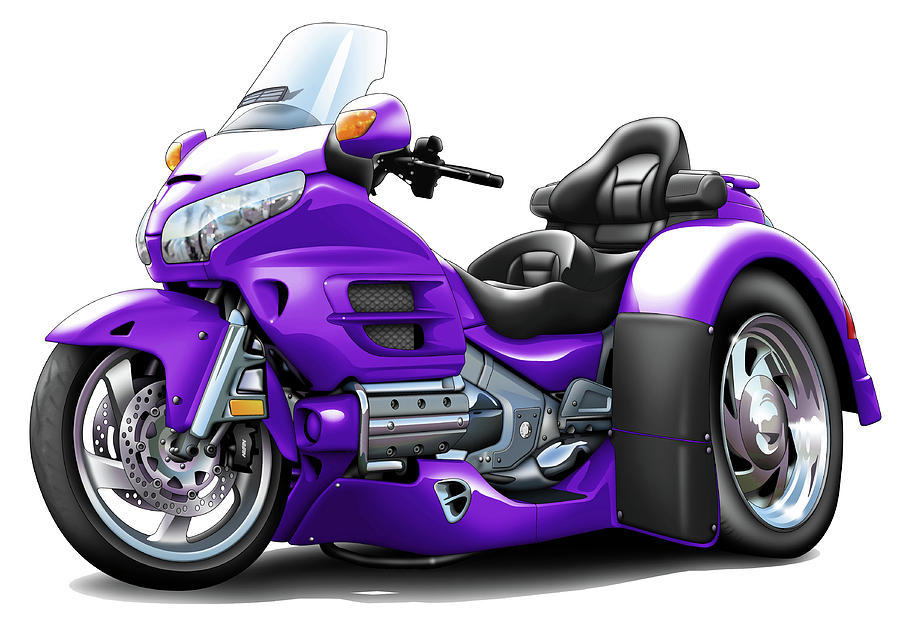 Honda Digital Art - Goldwing Trike Purple Bike by Maddmax