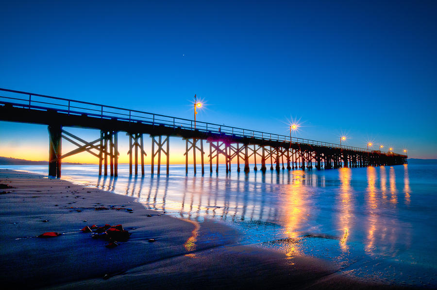Goleta Pier at sunrise Photograph by Connie Cooper-Edwards