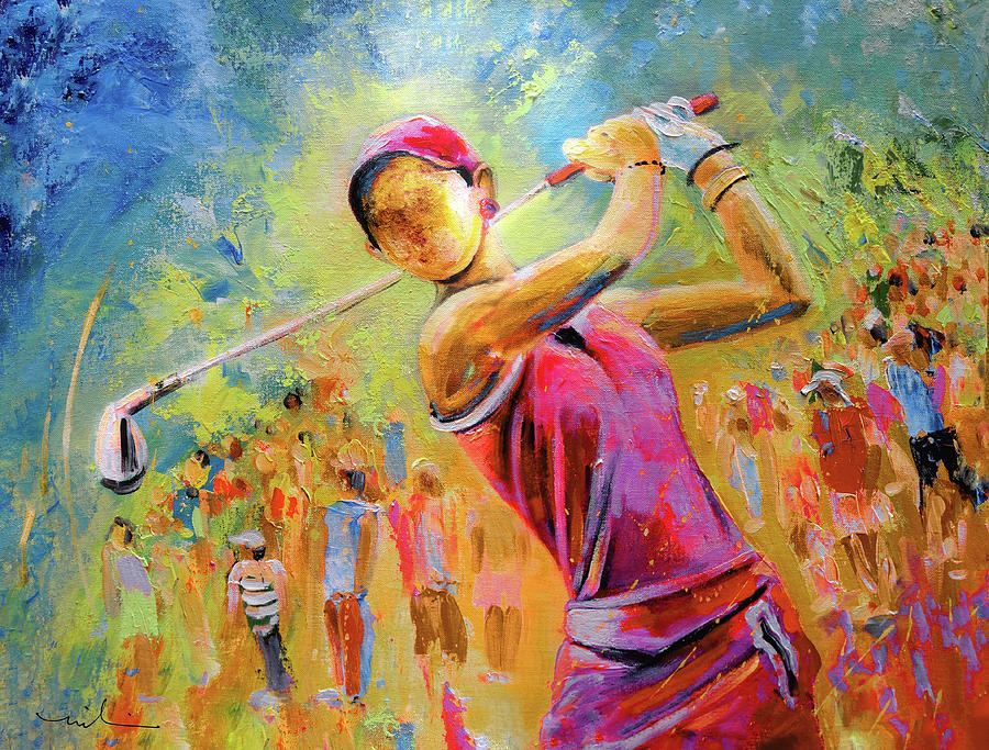 Golf Attitude Painting by Miki De Goodaboom