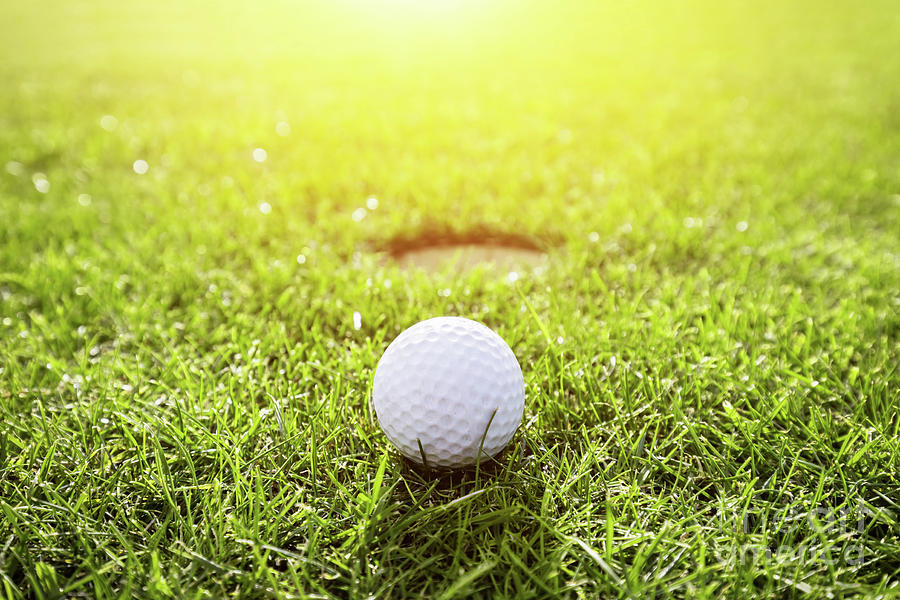 Golf ball on a grass. Sunshine Photograph by Michal Bednarek