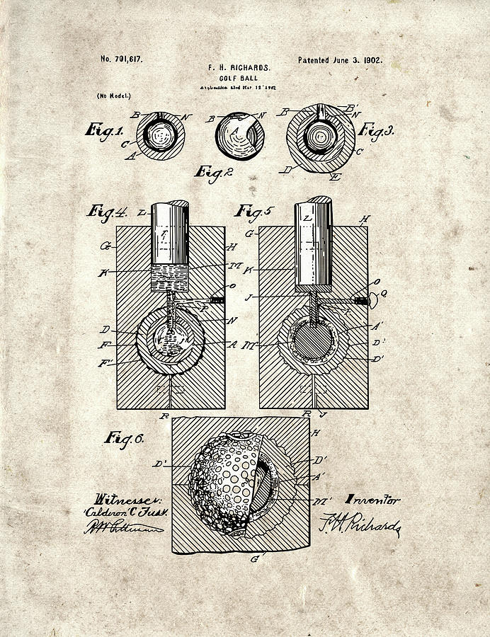 Golf Ball Patent Drawing Vintage 2 Digital Art by Bekim M