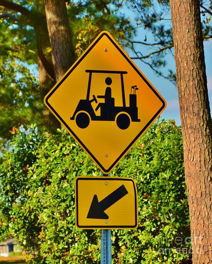 Golf Cart Crossing Sign Photograph by Bob Sample