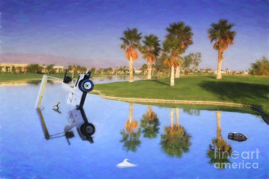 Golf Cart stuck in Water Photograph by David Zanzinger