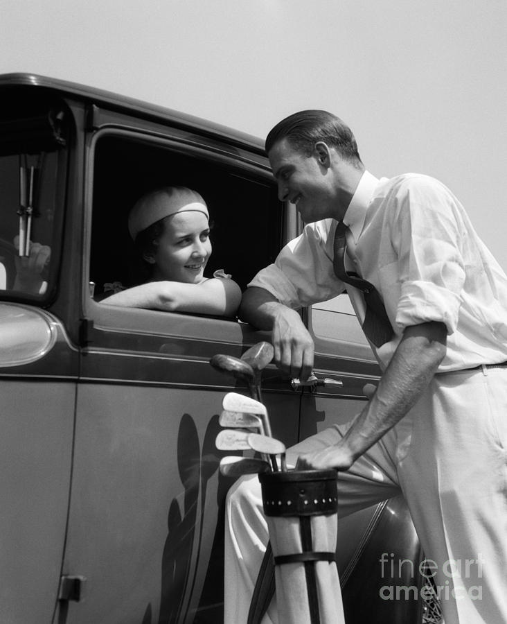 Car Photograph - Golf Course Flirtation, C.1930s by H. Armstrong Roberts/ClassicStock