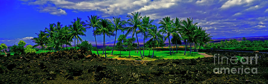 Golf Course green in lava Maui Photograph by Tom Jelen