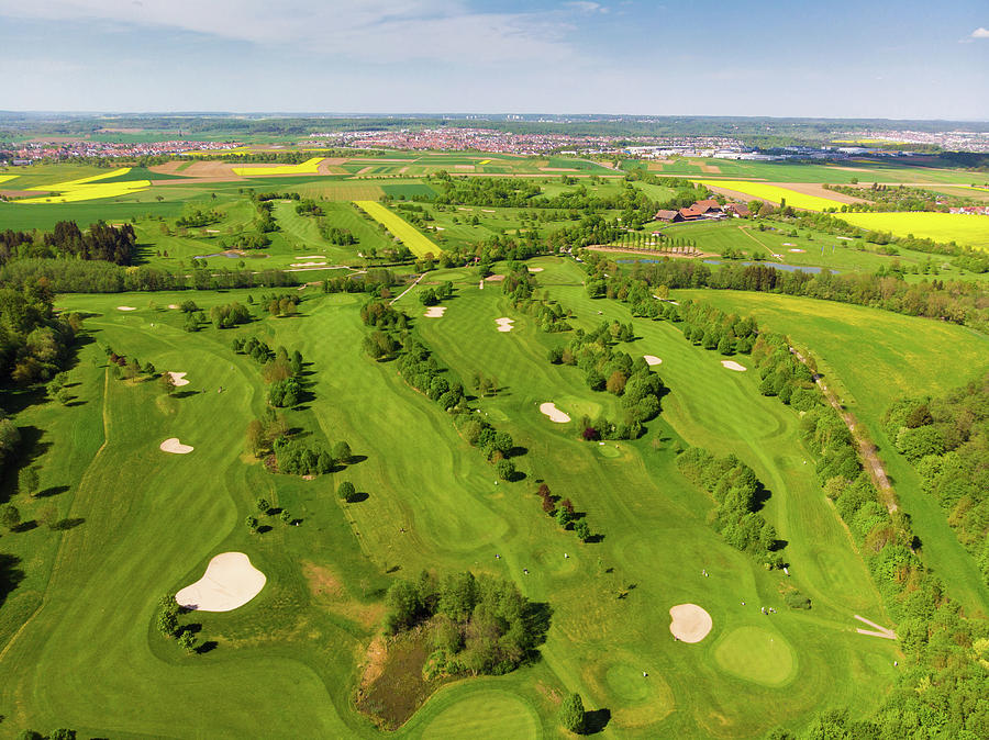 Golf course green landscape aerial Photograph by Matthias Hauser