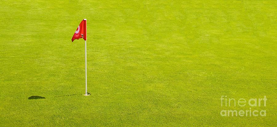 Golf Flag on bright green grass Photograph by Shaun Wilkinson - Fine