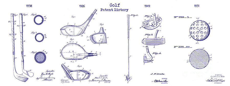Golf History Patent Drawing Photograph by Jon Neidert
