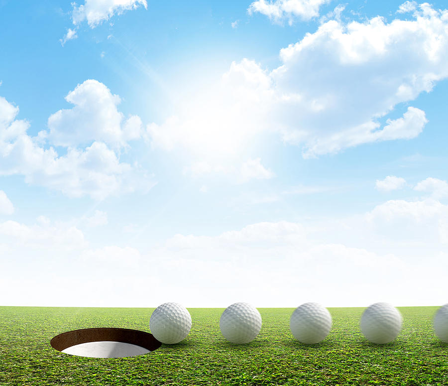 Golf Digital Art - Golf Hole And Ball Putt Path by Allan Swart