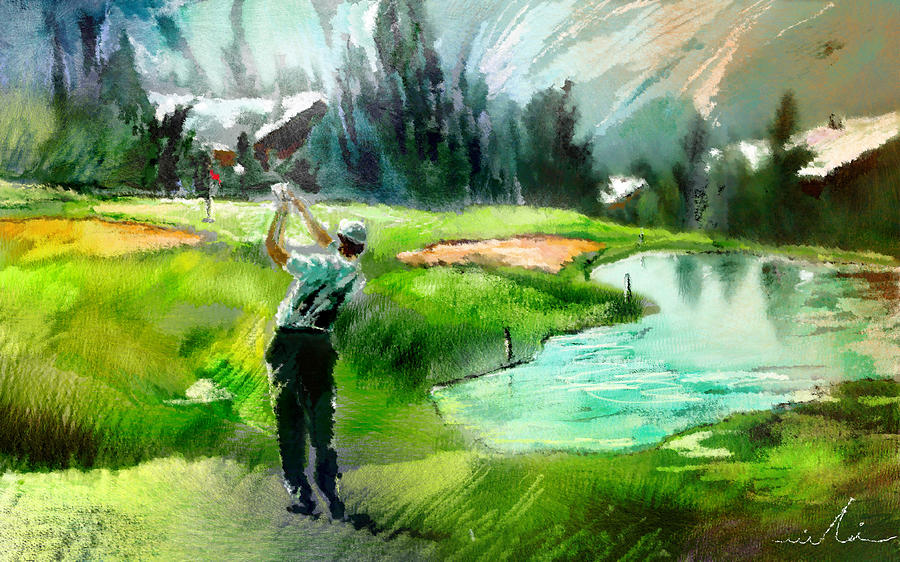 Golf in Crans sur Sierre Switzerland 01 Painting by Miki De Goodaboom