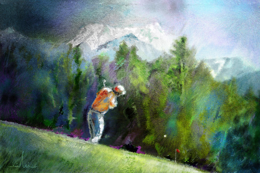 Golf in Crans sur Sierre Switzerland 02 Painting by Miki De Goodaboom