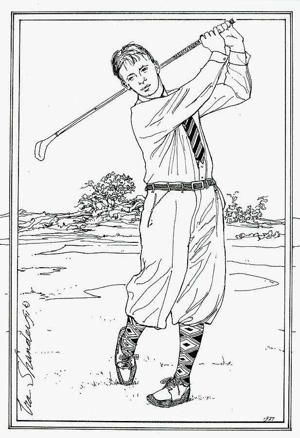 Golf In The Twenties Drawing by Ira Shander