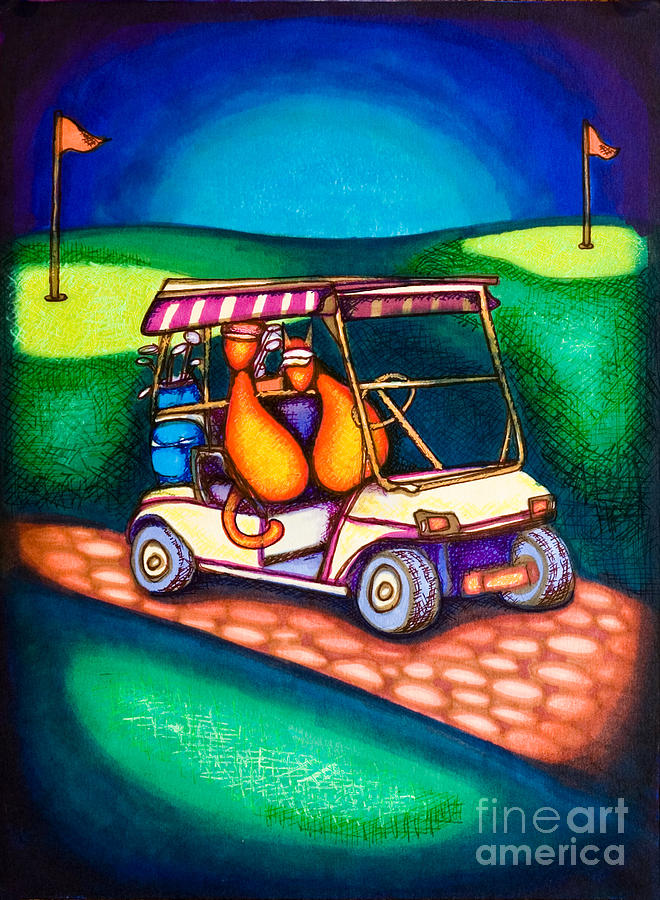 Golf Kats Drawing by Laurie Tietjen