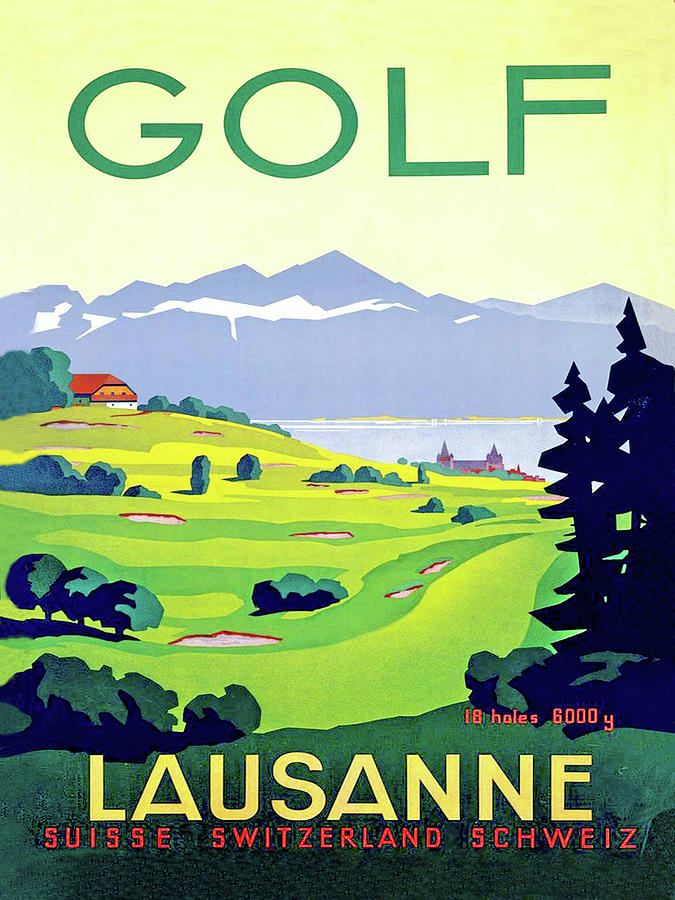 Golf, Lausanne, Switzerland, travel poster Digital Art by Long Shot