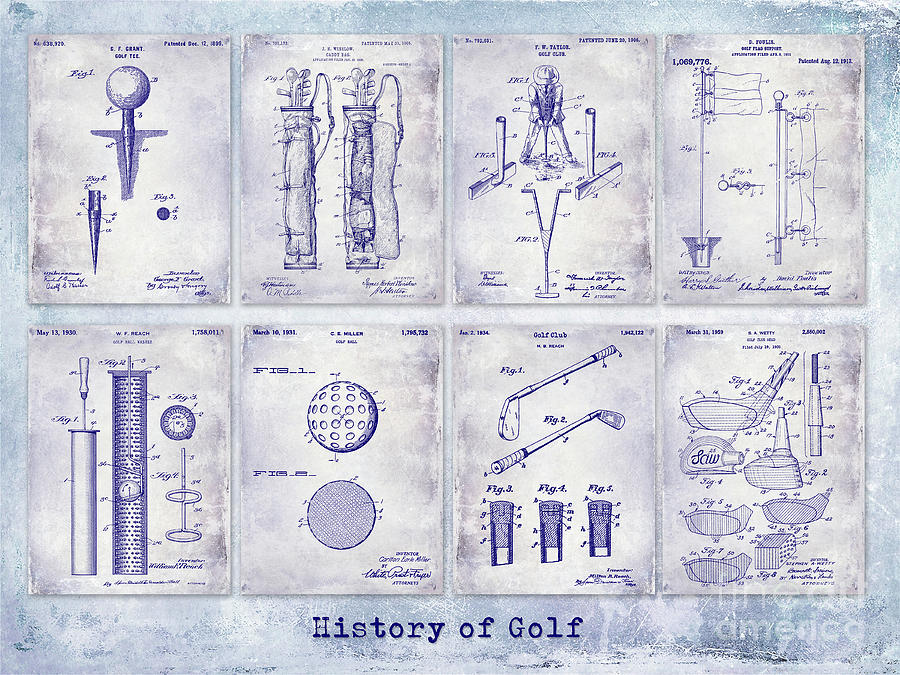 Golf Patent History Drawing Blueprint Photograph by Jon Neidert