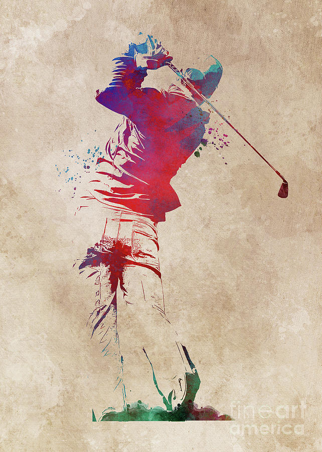 Golf player sport art  Digital Art by Justyna Jaszke JBJart