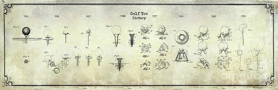 Golf Tee History patent Drawing Photograph by Jon Neidert