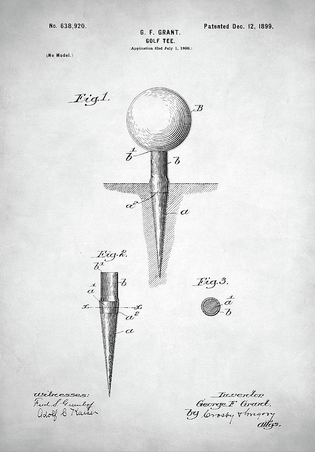 Golf Tee patent Digital Art by Hoolst Design