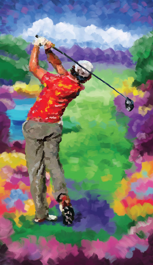 Tiger Woods Painting - Golfer 2 by Tim Gilliland