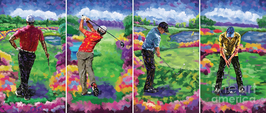 Golfer all 4 Painting by Tim Gilliland