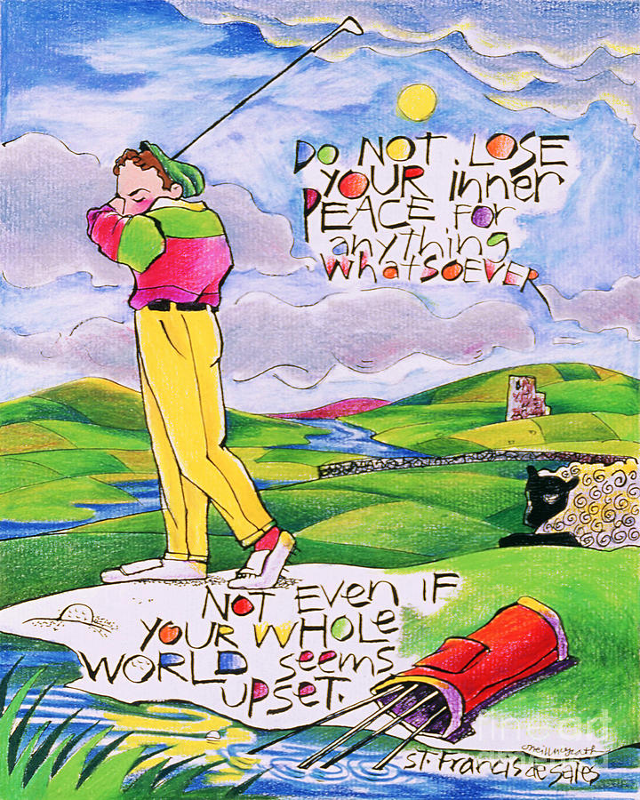 Golfer - Do Not Lose Your Inner Peace - MMGLF3 Painting by Br Mickey McGrath OSFS