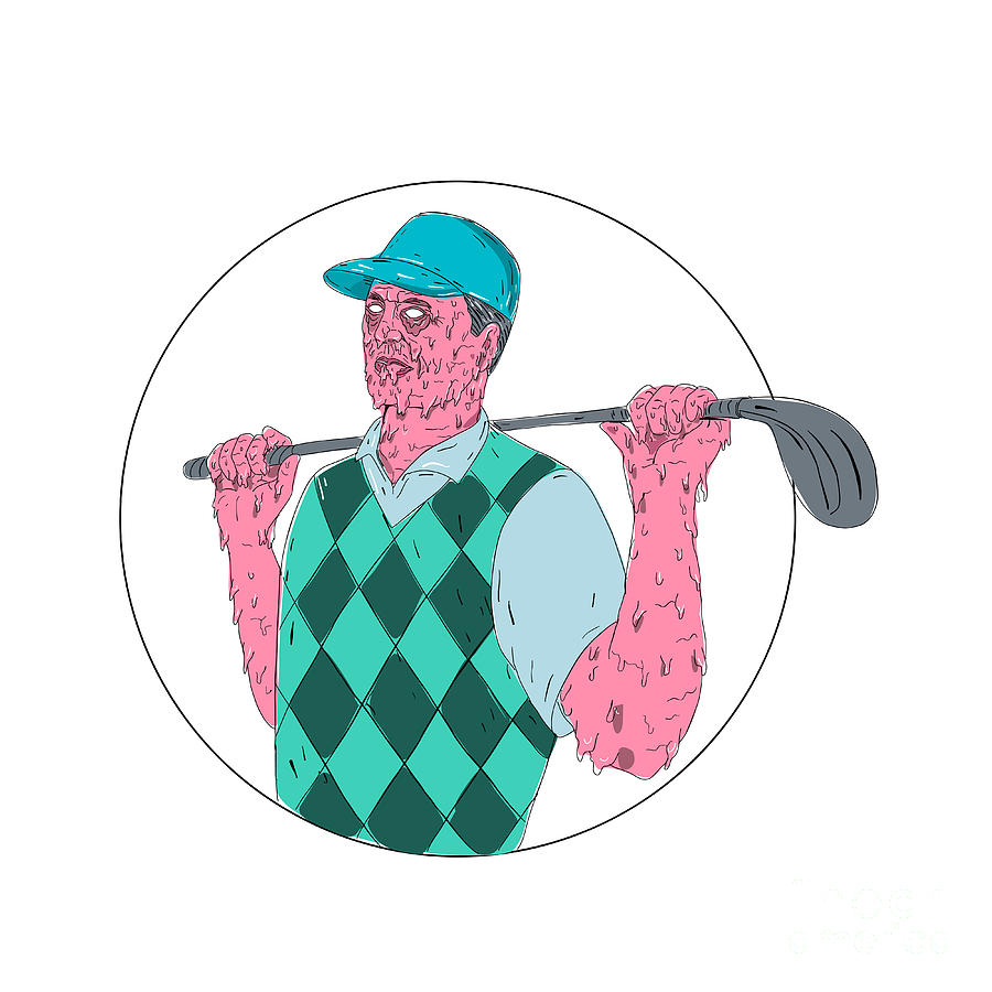 Golf Digital Art - Golfer Golf Club Circle Grime Art by Aloysius Patrimonio