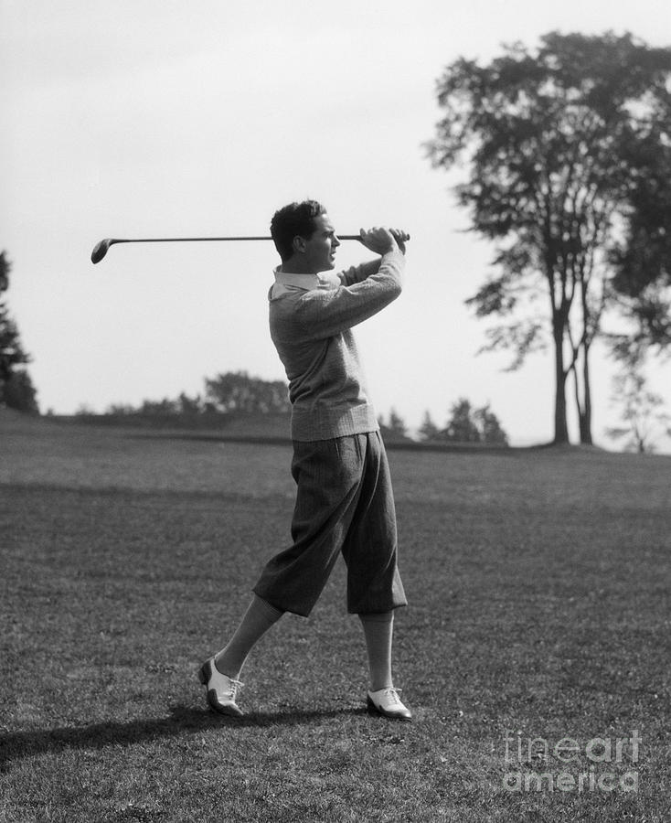 Golfer Swinging Club, C.1930s Photograph by H. Armstrong Roberts/ClassicStock