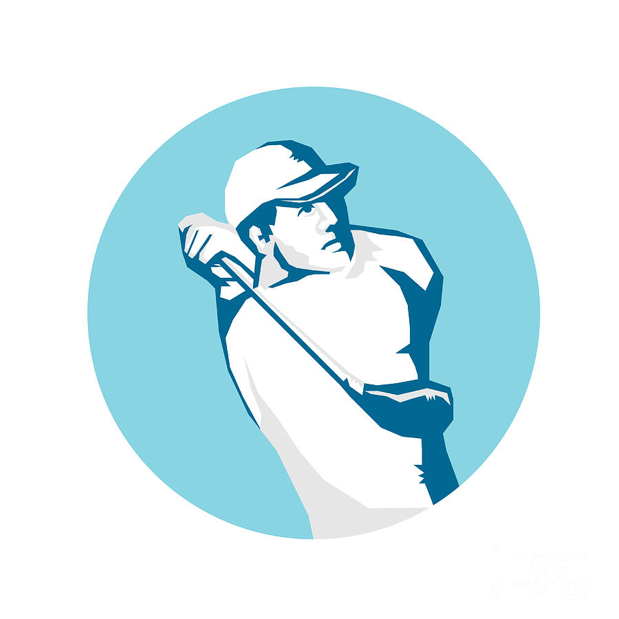 Golf Digital Art - Golfer Tee Off Golf Stencil by Aloysius Patrimonio