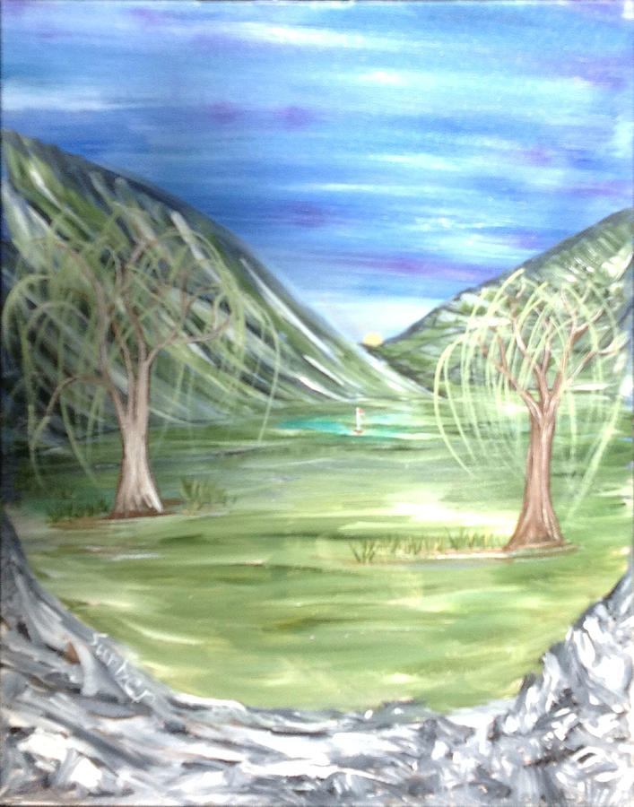 Golfing in Glacier Painting by Suzanne Surber