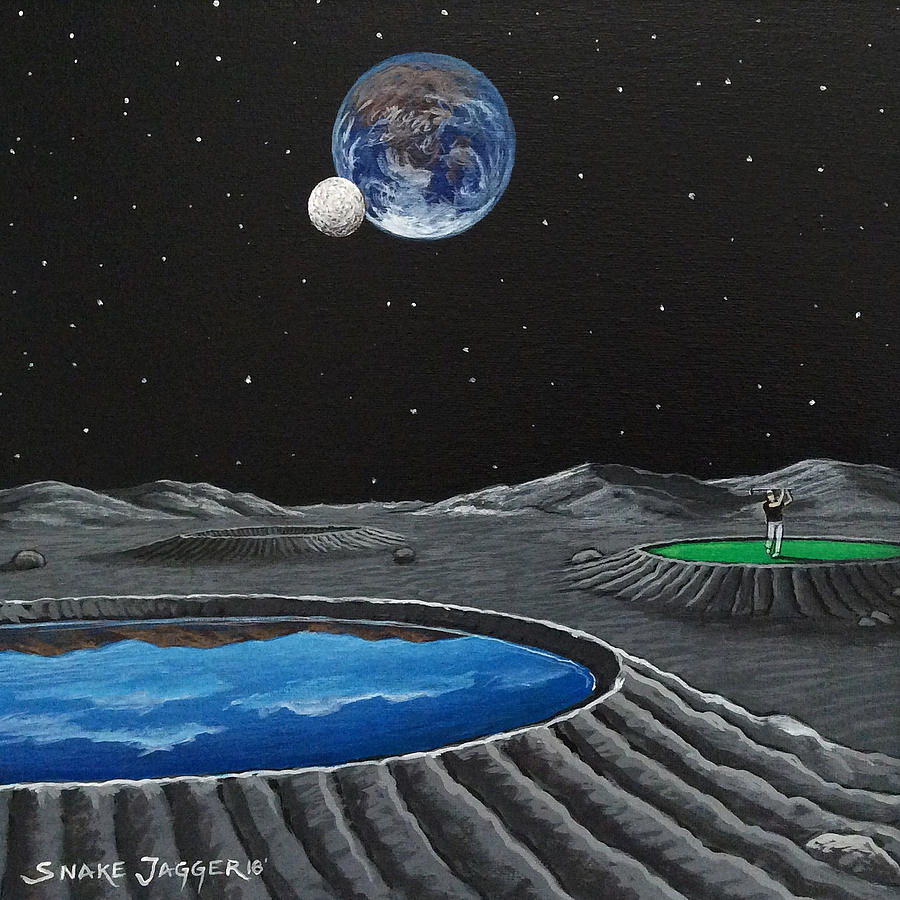 Golfing on the Moon  #10 Painting by Snake Jagger