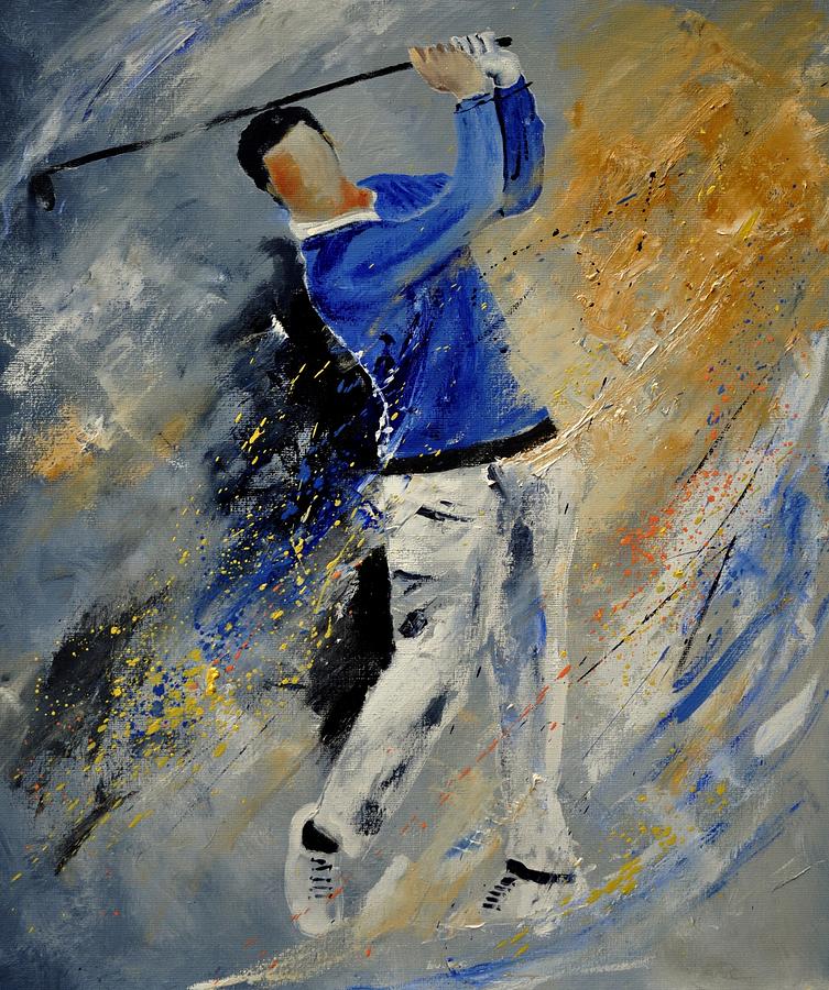 Golfplayer Painting by Pol Ledent