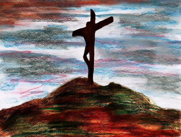 Religious Painting - Golgotha by Myrthe  Robin