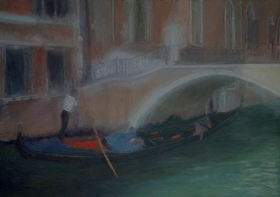 Gondola and Bridge Painting by Masami Iida