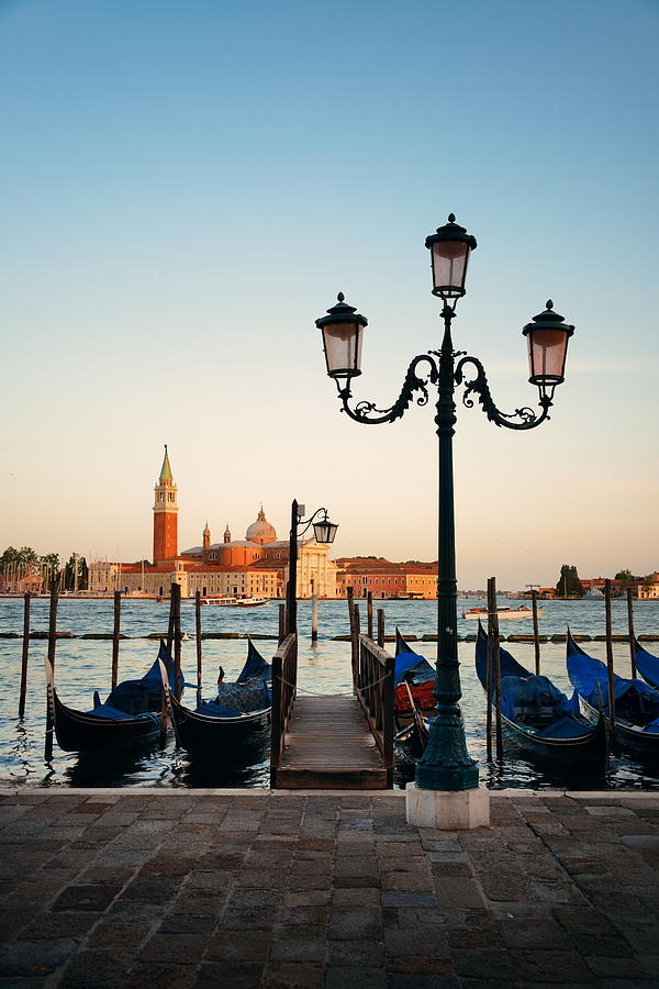 Gondola and San Giorgio Maggiore island  Photograph by Songquan Deng
