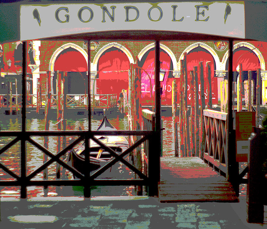 Gondola Dock And The Rialto Fish Market II Photograph by Suzanne Powers