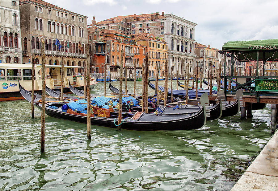 Gondola parking along the Grand Canal Photograph by John Hoey