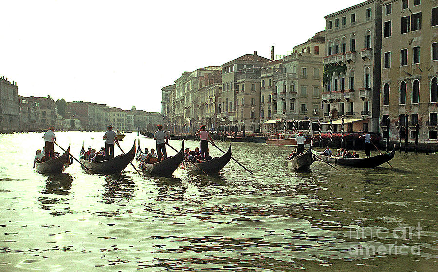 Gondola Race in The Grand Canal Photograph by Tom Wurl