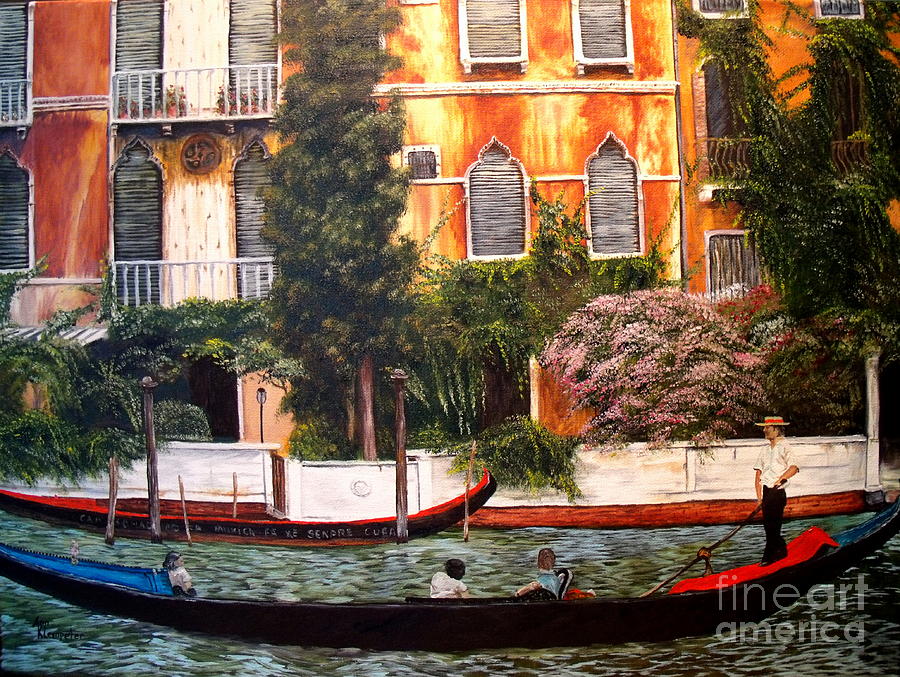 City Landscape Painting - Gondola Ride by Ann Kleinpeter