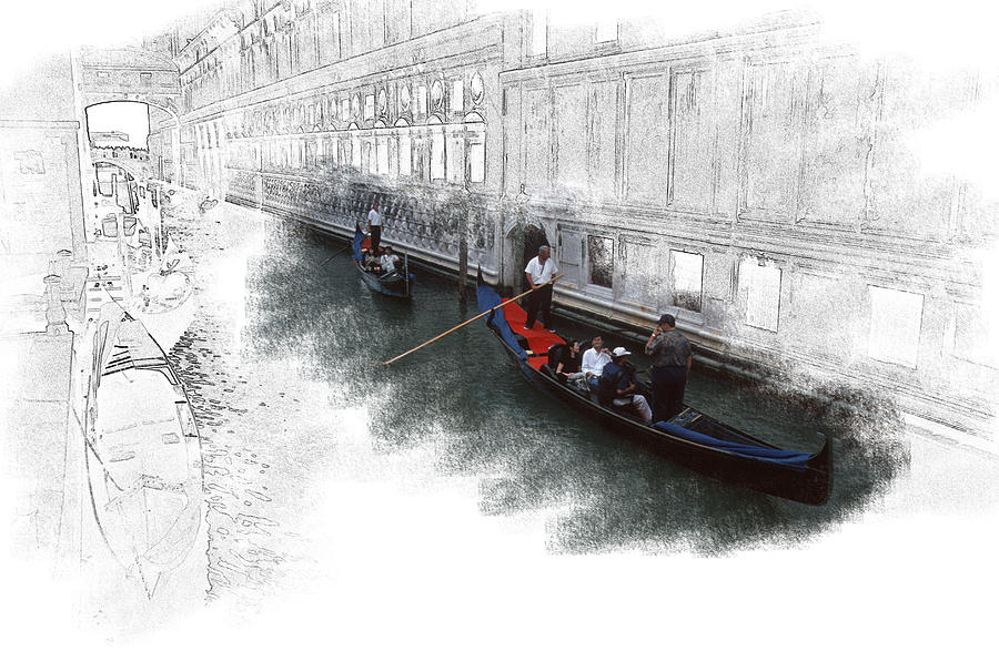 Gondola Photograph - Gondola Ride In Venice by Richard Baker