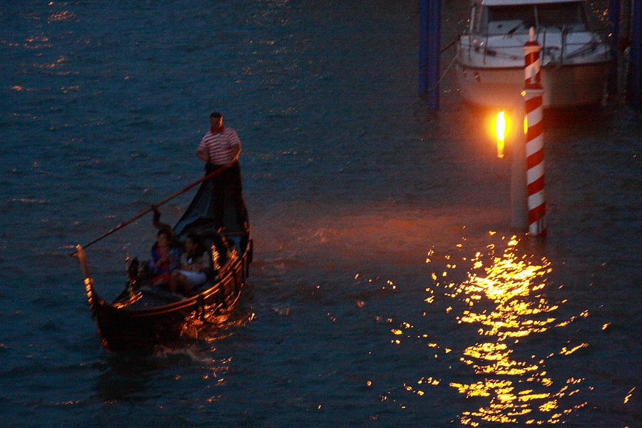 Gondola Ride On Grand Canal At Night Photograph by Michael Henderson