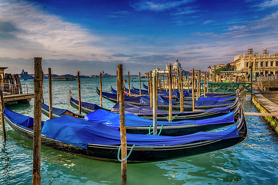Gondolas at Piazza San Marco Venice_DSC1266_02282017 Photograph by Greg Kluempers