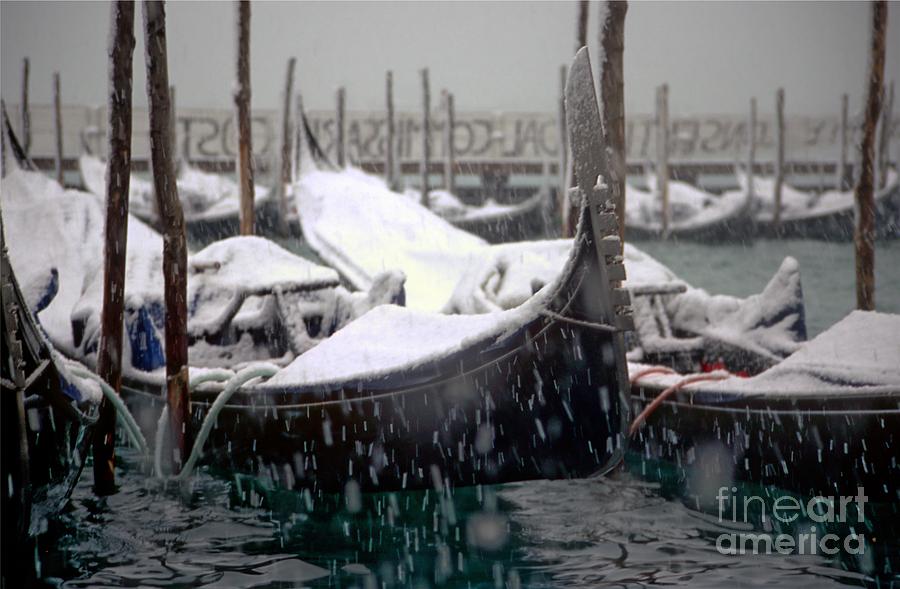 Venice Photograph - Gondolas In Venice In The Snow by Michael Henderson Venice Photograph - Gondolas In Venice In The Snow by Michael Henderson