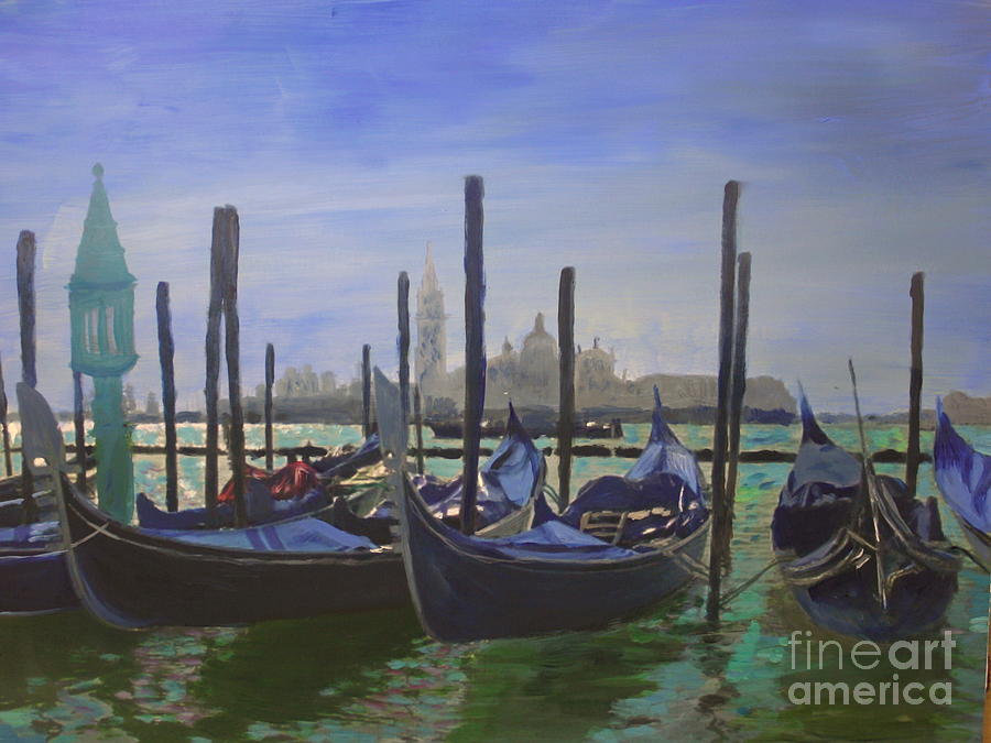 Gondolas in Venice Italy Painting by Donna Walsh
