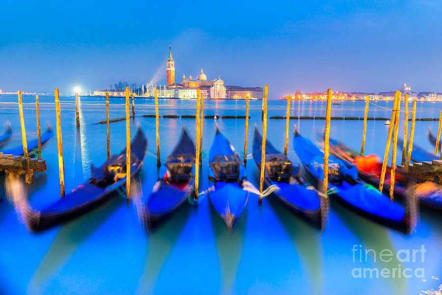 Gondolas in Venice - Italy  Photograph by Luciano Mortula