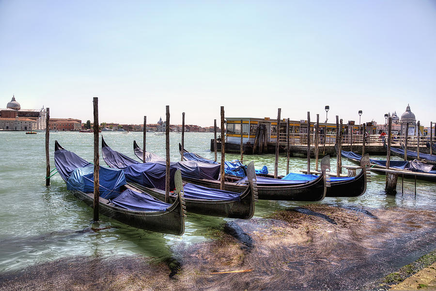 Gondolas near San Marco Photograph by John Hoey