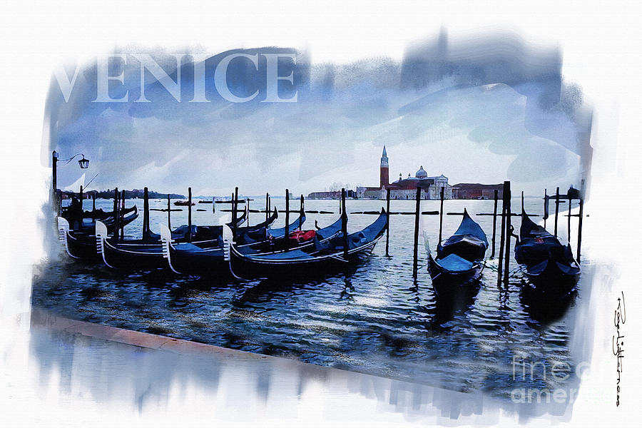Gondolas of Venice Digital Art by Roger Lighterness