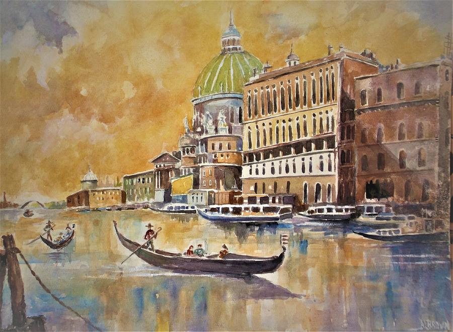 Gondolas on the Canal Painting by Al Brown